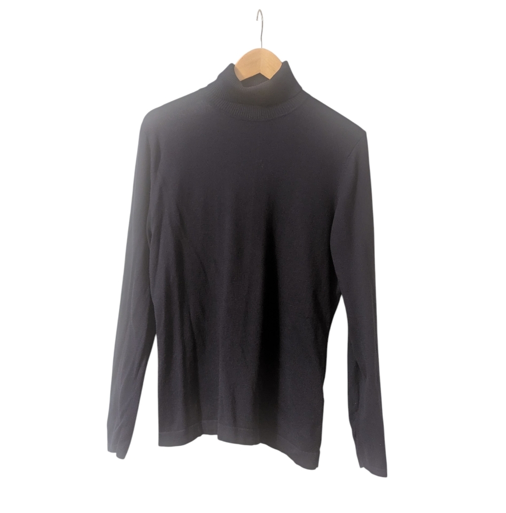 Woman's August Silk Classic Navy Blue Turtleneck Sweater- Size X-Large